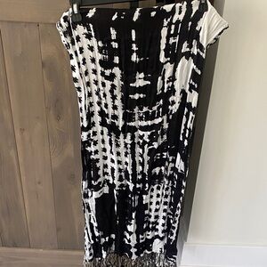 Apt. 9 Black and White Tie-Dye Fringe Scarf Wrap